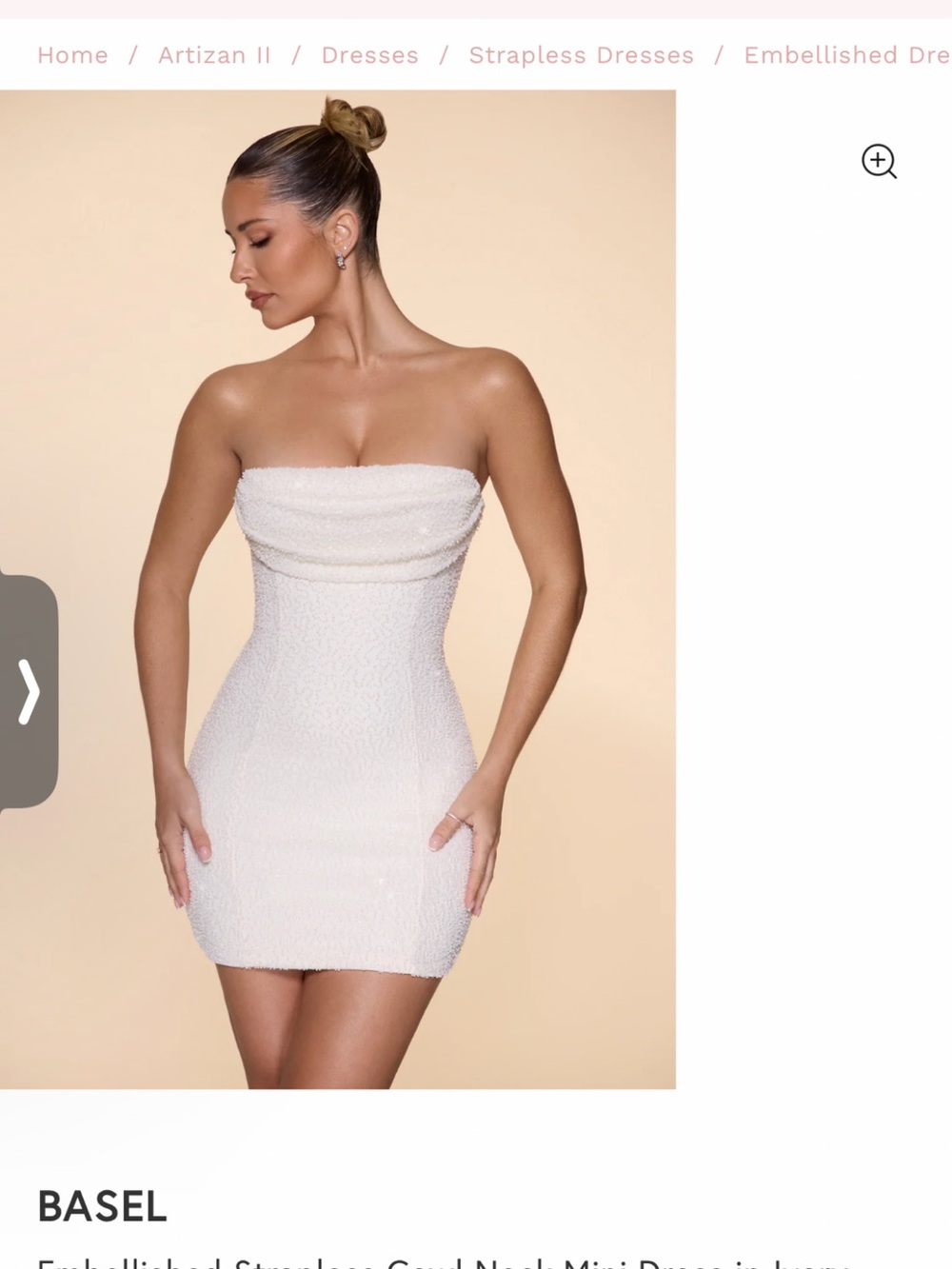 Oh Polly Strapless White Embellished Mini Dress